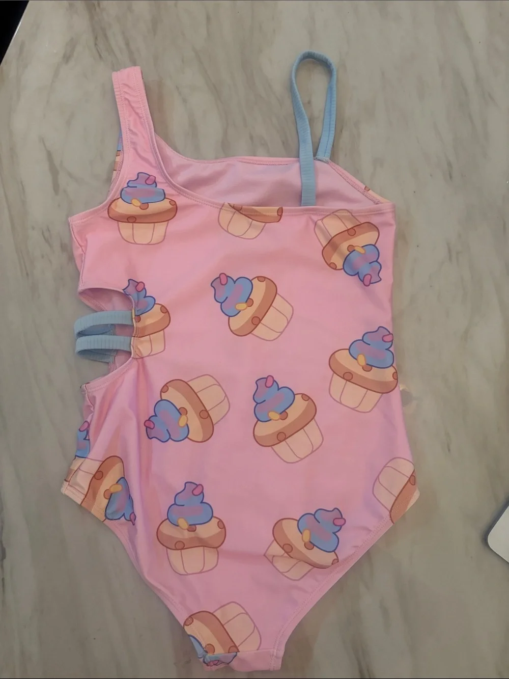 Girls Pink Bluey Cupcake One-Piece Swimsuit